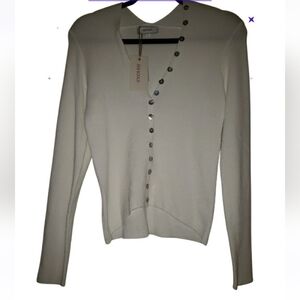 NWT RIHOAS Sweatwe with Button Detail L